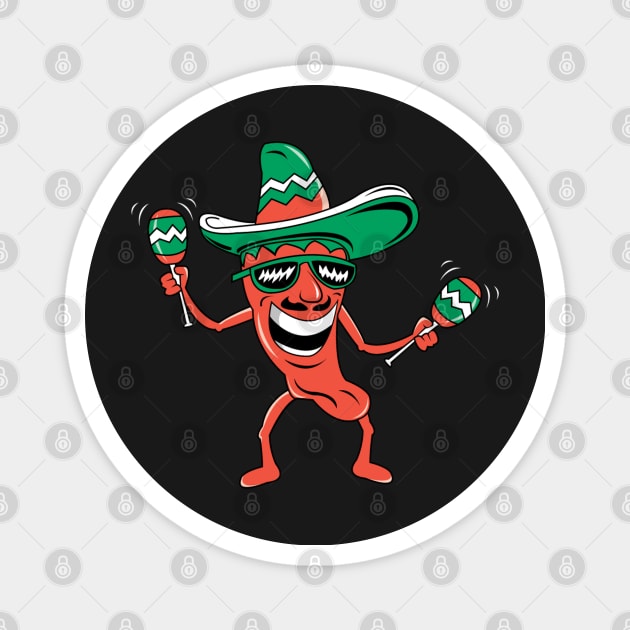 Party Pepper in Sombrero with Maracas Magnet by HolidayBug